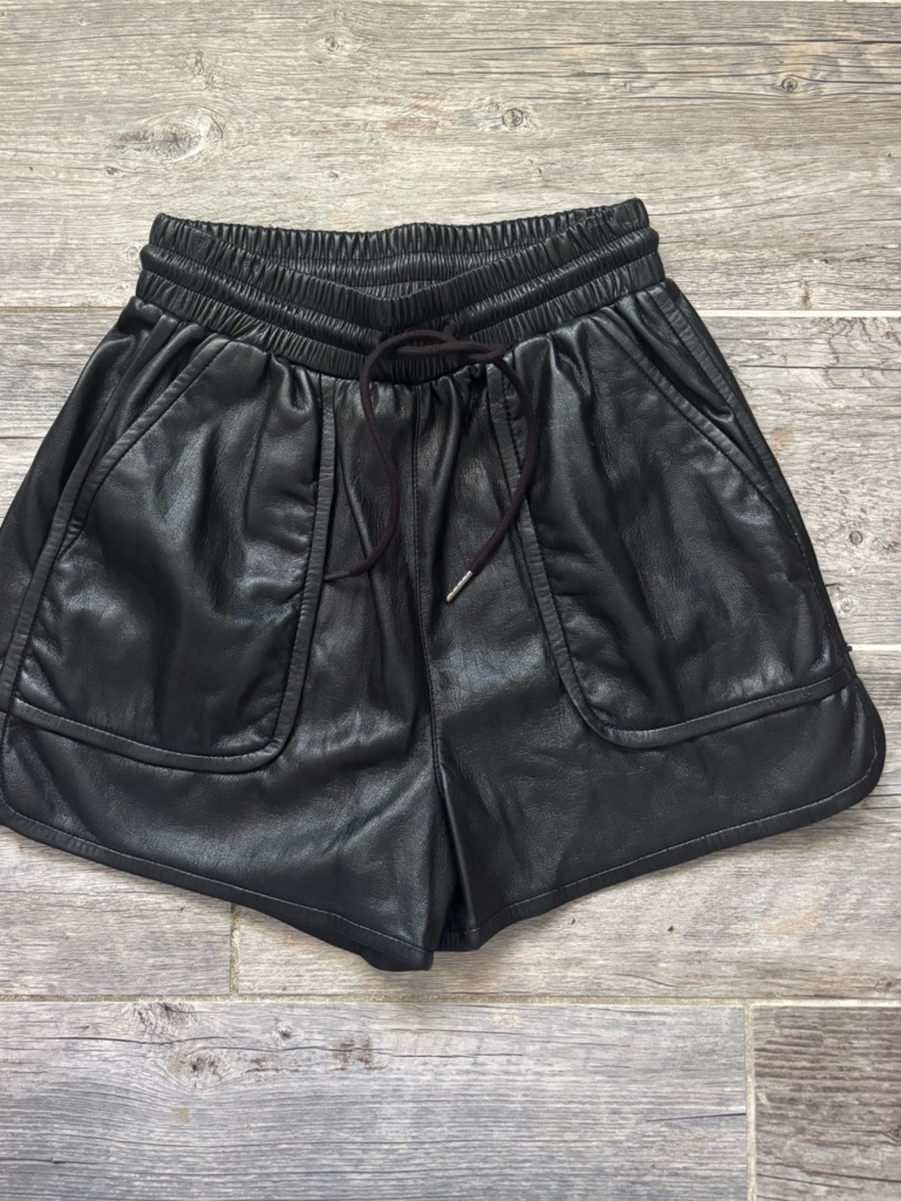 Joie Black Regan Vegan Leather Shorts. Size 2
